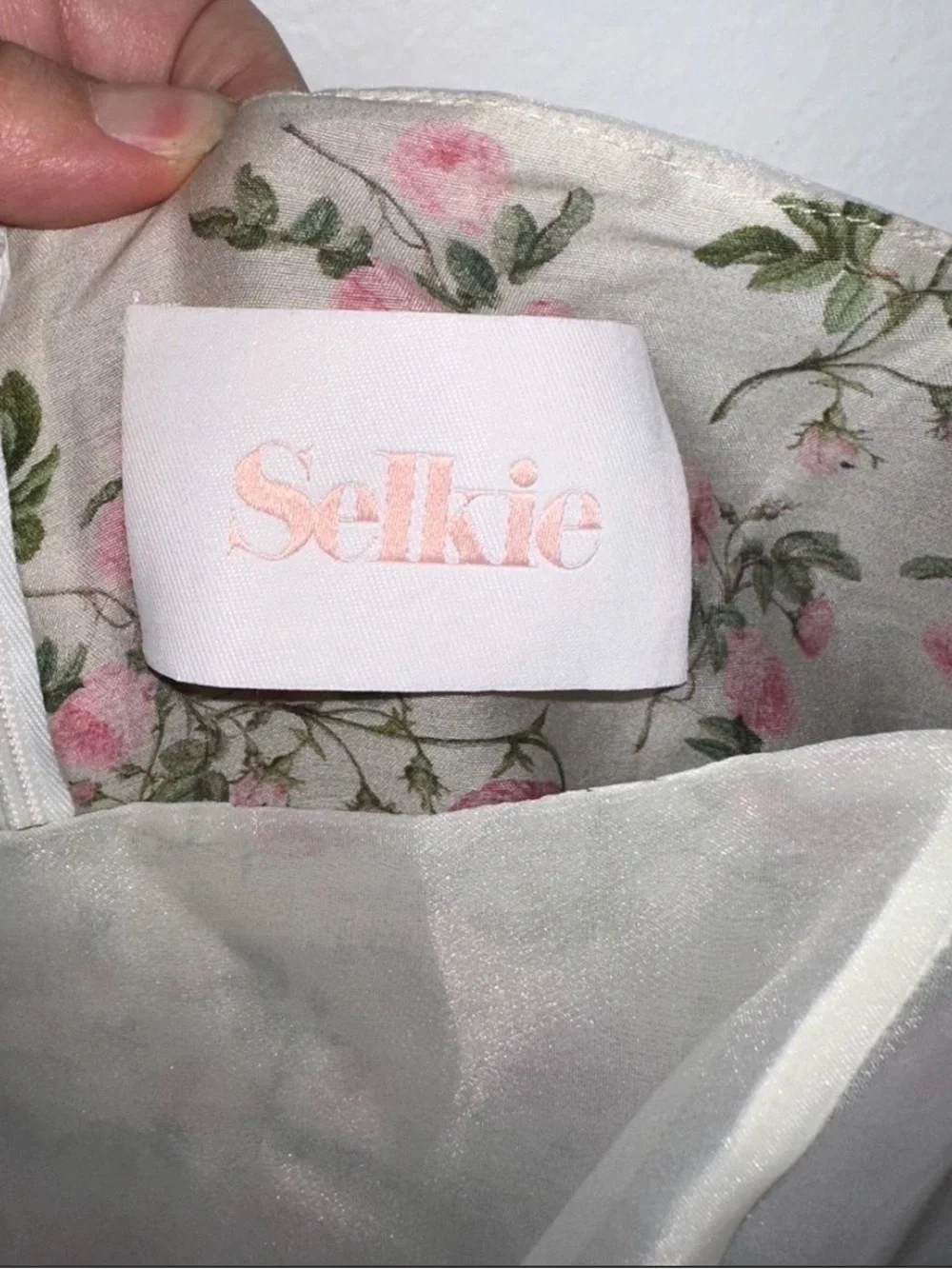Selkie Cream Sheer Floral Organza Dress